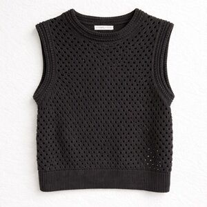 Sincerely Jules Black Open Knit Sweater Vest Sleeveless Crochet Size M